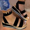 Femmes sandales Wees bride à la cheville grande taille plate-forme de mode décontracté couleurs mélangées boucle femme chaussures de base X0728