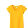 S-5XL Womens 코튼 티셔츠 여름 탑스 캐주얼 탄력 짧은 소매 V 넥 슬림 하단 소녀 티셔츠 여성
