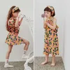 브랜드 디자인 아이 GILR 여름 Boho 스타일 드레스 슈퍼 패션 슬링 긴 드레스 레몬 패턴 세련된 소녀 의류 210619