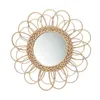 Rotan innovatieve kunst decoratie ronde make-up spiegel kapsel slaapkamer badkamer wand opknoping spiegels drop shipping