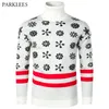 Pull de Noël Hommes Col Haut Neige Impression Pull De Noël Casual Pull Chaud Streetwear Ourlet Côtelé Col Roulé Chandails Hommes 210524