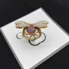 Luxury designer Cluster Rings ladies pearl fancy diamond bee ring brass vintage material high quality with box1205799