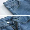 IDEEFB Blue Jeans Męskie Slim Fit Korean Fashion Casual Długość Dżins Dżinsowy Trend Streetwear Moda Dżinsowe Spodnie Y7199 210524