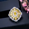 Marque Vintage Big Bague en cristal jaune pour femmes Zircone cubique Réglage délicat Engagement Bijoux de mariage R099 210714