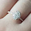 Halo Diamond Colid 14K розовое золото 5x7 мм овальный отрезок Moissanite вовлечение обещание кольцо уникальный мосанит свадьба