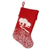 Bas de noël tricotés en laine 42cm x 19cm, grandes chaussettes de noël, articles décoratifs de cheminée rouge