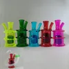 Oil Dab Rig Bong Mini Narghilè Recycler Bong in vetro con bruciatore da 10 mm Tubo in silicone Punta a goccia Perc Tubi di fumo Percolatore