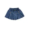 Mode Kinder Jean Rock für Mädchen 2 3 4 5 6 7 8 Kleinkind Kleinkind Baby Mädchen Denim Plissee Solide rock Prinzessin Baby Rock Outfits 210331