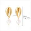 Stud Jewelrybohemia Ins blanc coquille boucle d'oreille alliage femmes naturel conque coquilles boucles d'oreilles livraison directe 2021 Lscg2