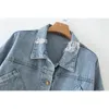 Mode Dames Denim Jassen Jassen Streetwear Katoen Gescheurd Betrokken Jeans Jas Casual Outlebehar 210415