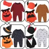 Halloween bébé garçon vêtements costumes costumes de chauve-souris orange nouveau-né barboteuses diable casquettes gilet tenue ensembles filles gobelin démon combinaisons 210413