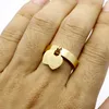 Designer de moda jóias 316L titânio banhado a ouro em forma de coração anéis duplos corações corações para mulheres homens ouro como presente