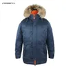 Corbona n3b typ vinter parka mäns kappa lång överdimensionerad äkta päls militär armé manliga jackor vadderade fleece varumärken 211023