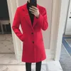 Erkek Trençkotlar Kırmızı Zarif Beyefendi Uzun Ceketler Erkek Blazers Ordu Yeşil Kış Palto Slim Fit Steampunk Coat Pelerin Erkekler