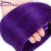 Duas extensões do cabelo humano virgem peruana do tom 1b Roxo colorido seda retas de seda 3pcs raízes escuras Ombre Weave Durável trama dupla