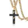 Notre père élégant pendentif croix collier pour hommes en acier inoxydable lourd chaîne byzantine chrétien mâle bijoux 24 pouces X0707