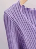 Весенняя ретро-связь передние Pointelle Rib кардиган с салатом, обрезка сексуальная вязаная верхняя шнуровка подрезанный свитер 210429
