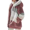 Jacket Plus Size Jacket 2021 Donne autunno inverno manica lunga a maniche lunghe Color Block Zipper Fluff con cappuccio Cappotto caldo Giacca Y0827