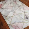 Nordisk enkel marmor geometriska tryckta golv mattor sovrum rosa dekoration tjejer rum sängmatta anti-slip rug doormat 211124