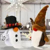 Christmas Decorations Faceless Gnome Handmade Plush Santa Snowman Reindeer Doll Home Party Windows Ornament XBJK2108