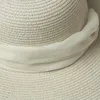 Sommar 25cm Stor Brim Straw Hat Vit Strappy Ribbon Sun Outdoor Beach Cap Travel Sunscreen Large grossist wide hattar