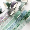 Gift Wrap 1Pc Green Plant Floral Washi Tapes DIY Masking Tape Decorative Stationery Diary Journal Scrapbook Supplies Vintage Stickers