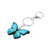 Bonsny Acrylic Blue Morpho Butterflyキーチェーンキーリング動物キーチェーンジュエリー女性のための女の子の女性のファッションバッグ車のアクセサリー