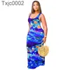 Kobiety Sukienka Designer Slim Sexy Tie Dye Bez Rękawów Midi Suknie Panie Wzór Drukowana Kamizelka Długa Spódnica 7 Kolory Plus Size S-5XL