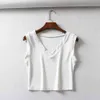 Summer sexy Crop Top kvinnor Streetwear Balck vit v ringad ärmlös tank tillfällig beskäras skjortor 210.521