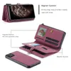 Luxus Reißverschluss Brieftasche Leder SE 2020 Hülle 12 Mini 11 Pro XS Max XR X 8 7 Plus Flip Magnet Karten abnehmbare Handyhülle