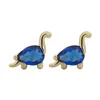 Ins Creative Inlaid Zircon Dinosaur Stud Earrings Simple Cute Real Gold-plated Color Earring For Women Girls Fashion Jewelry gift