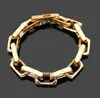 Mode unisex mens designer v armband guld fyrkantig länk kedja färgade titan stål smycken