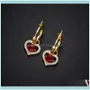 Charm JewelryPeach Love Temperament Rote weibliche französische Netzherzschnalle S925 Silber konzentrische Sperre kurze Ohrringe Ohrzubehör Drop Lieferung