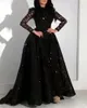 Casual Dresses Formal Evening Prom Beading For Women Female Ladies Party Long 2022 O-Neck Light Black Ball Gown Floor-Length Clothes