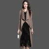 Giacca a vento lunga pieghettata moda donna Colletto rovesciato Cardigan aperto Nero Verde Grigio Rosso Cachi Abbigliamento femminile Cappotto Scialle 210914