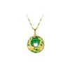 Mulheres Malay Jade Dragão 24k Banhado Ouro Pingente Colares NJGN073 Moda Presente De Casamento Mulheres Amarelo Placa De Ouro Pingentes Colar