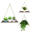 Andere Wohnkultur Holz hängende Seil Rack Wand montiert Regale Indoor Outdoor Pflanze Blumentopf einfache Design-Dekoration