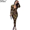 Women's Jumpsuits & Rompers DPSDE Camouflage Green Skinny Casual Full Sleeves Front Zipper Bodycon Long Jumpsuit Collect Waist