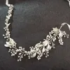 Slbridal handgemaakte zilveren kleur kristal strass floral blad bruiloft haaraccessoires haar wijnstok bruids hoofdband vrouwen sieraden x0625