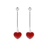 Orecchini a cuore rosso con castoni di perle Orecchini lineari in argento sterling 925 Creazione di gioielli per ragazze 5 paia