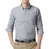 Knappad tröja Oxford Tyg 100% bomullskjorta Mens Långärmad Business Casual Slim Fit Excellent Comfortable 5xL 210527