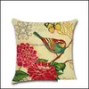 Cushion/Decorative Pillow Home Textiles & Garden Watercolor Flower Birds Cushion Er Hummingbird Decorative Pillowcase For Sofa Decor Throw C