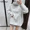 Klkxmyt Rollkragenpullover Frauen Herbst Winter Dicke Warme Langarm Strickpullover Lose Beiläufige Weibliche Pullover Chic Tops 210527