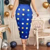 Jupe Midi Taille haute Taille Polka Dot Floral Imprimer Office Dame Élégant Summer Mode Jupes Plus Taille Jupes pour Femmes Drop 210527