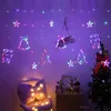 Julljus LED 3.5M gardinsträng ljus Garland Star Moon 220V / 110V Fairy Lights Outdoor / Inomhus för hemfestival Decor 211122