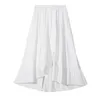 High Elastic Waist Half-body White Asymmetric Ruched Ankle Length Skirt Women Fashion Tide Spring Autumn 3D01681 210421