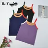 Tricot Tops Femme Slim Summer Hit Couleur Sans manches Débardeur Femmes Chic Mignon Bouses All-Match Camisole Mode 210506