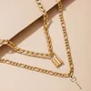 Pendant Necklaces HuaTang Fashion Lock Necklace For Women Cute Key Gold Alloy Multi-layer Sweater Chain Lady Wedding Jewelry Gifts 17175