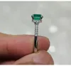 18K Gold Ring för kvinnor Natural 1 Emerald med Diamond Fiine Smycken de Bizuteria Anillos Mujer Gemstone Rings Box