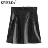 Mode féminine avec coutures Faux cuir tenue de bureau Mini jupe taille haute dos fermeture éclair femme jupes Mujer 210420